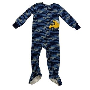 Absorba Blue Camo Dump Truck Fleece Footed Pajamas – Toddler 3T